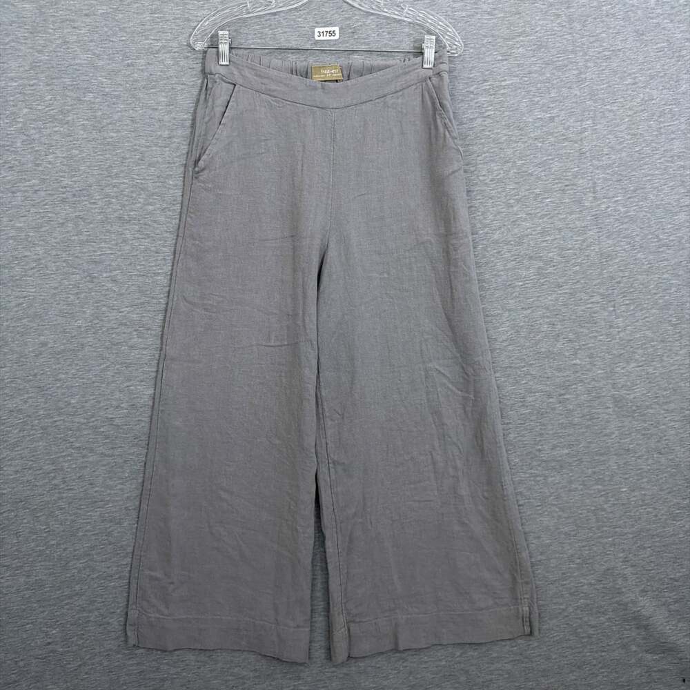 Free-Est Free People Womens Size Medium Gray Linen Blend Wide Leg Pants